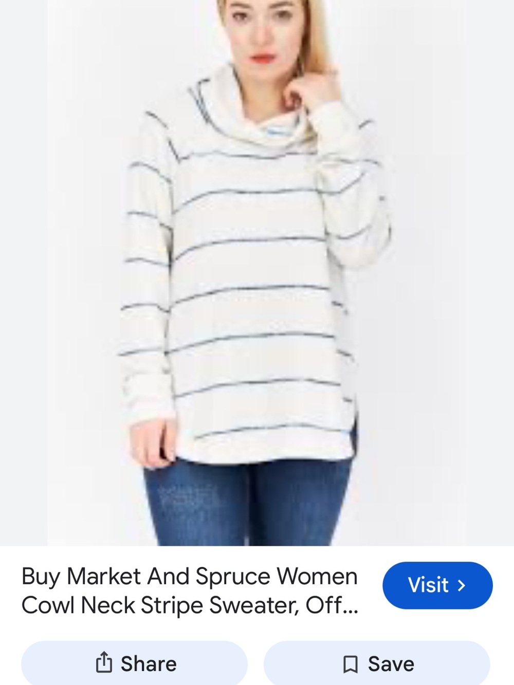 Market & Spruce Cowl Neck Striped Long Sleeve Top